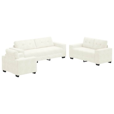 vidaXL Σετ Καναπέ 3 τεμ. Κρεμ Βελούδο 221x80x80cm  Τριθέσιος
