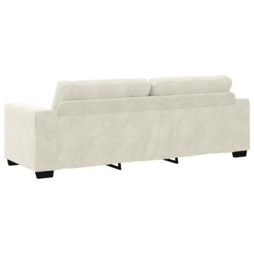 vidaXL Σετ Καναπέ 3 τεμ. Κρεμ Βελούδο 221x80x80cm  Τριθέσιος