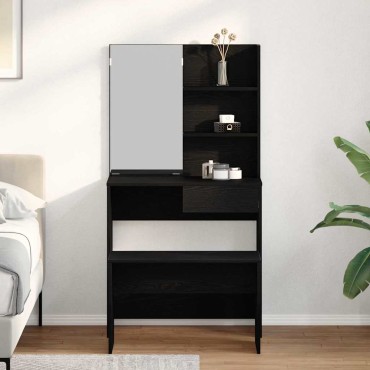 vidaXL Σετ Τραπεζιού Μακιγιάζ 2 τεμ. Μαύρη Οξυά 74,5x40x141cm
