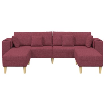 vidaXL Καναπές 3 τεμ. Κόκκινο ύφασμα 250x188x76cm  Τριθέσιος