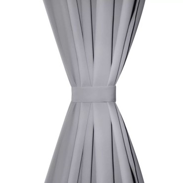 Κουρτίνες Συσκότισης 2 τεμ. Γκρι 135x245cm με Μεταλλικούς Κρίκους