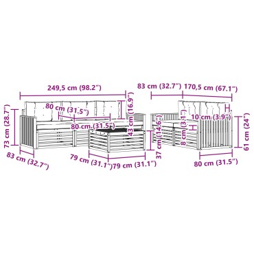 vidaXL Σειρά Καναπέ Εξωτερικού 6 τεμ. Άσπρο και Ανθρακί 79x79x37cm