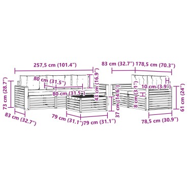 vidaXL Σειρά Καναπέ Εξωτερικού 6 τεμ. Άσπρο και Ανθρακί 79x79x37cm