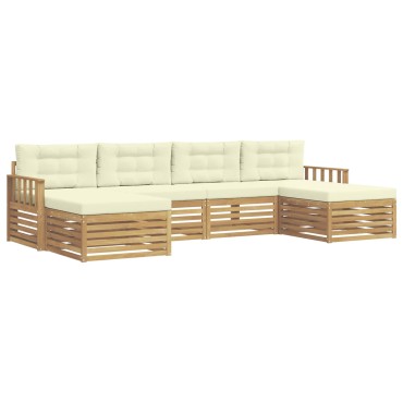 vidaXL Σειρά Καναπέ Εξωτερικού 6 τμχ. Λευκό και Κρεμ