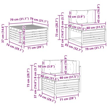 vidaXL Σειρά Καναπέ Εξωτερικού 10 τεμ. Άσπρο και Ανθρακί 79x79x37cm