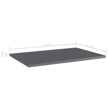 vidaXL Ράφια Βιβλιοθήκης 4 τεμ. Γυαλ. Γκρι 60x40x1,5cm Μοριοσανίδα