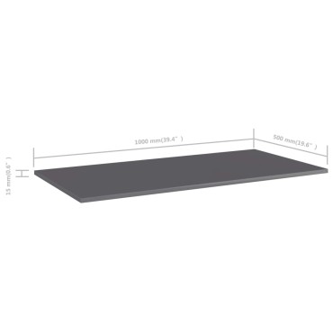 vidaXL Ράφια Βιβλιοθήκης 4 τεμ. Γυαλ. Γκρι 100x50x1,5cm Μοριοσανίδα