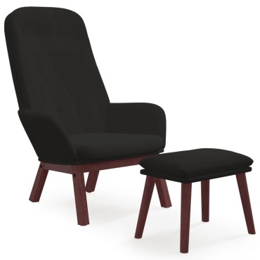 vidaXL Πολυθρόνα Relax με Υποπόδιο Μαύρη Βελούδινη 70x77x98cm 1 τεμ.