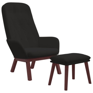 vidaXL Πολυθρόνα Relax με Υποπόδιο Μαύρη Βελούδινη 70x77x98cm 1 τεμ.