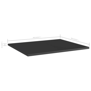 vidaXL Ράφια Βιβλιοθήκης 8 τεμ. Γυαλ. Μαύρο 60x50x1,5cm Επεξ. Ξύλο