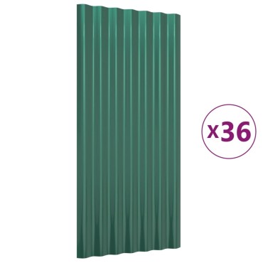 vidaXL Πάνελ Οροφής 36 τεμ. Πράσινα 80x36 εκ. Γαλβανισμένος χάλυβας
