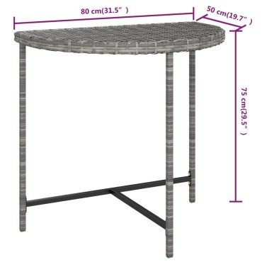 vidaXL Τραπέζι Κήπου Γκρι 80x50x75cm από Συνθετικό Ρατάν 1 τεμ.