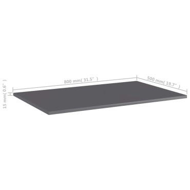 vidaXL Ράφια Βιβλιοθήκης 4 τεμ. Γυαλ. Γκρι 80x50x1,5cm Μοριοσανίδα