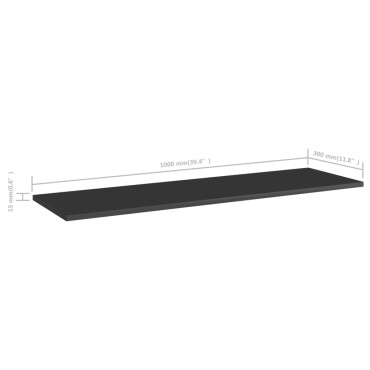 vidaXL Ράφια Βιβλιοθήκης 8 τεμ. Γυαλ. Μαύρο 100x30x1,5cm Μοριοσανίδα
