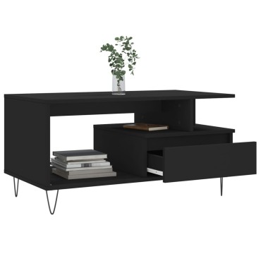 vidaXL Τραπεζάκι Σαλονιού Μαύρο 90x49x45cm Επεξεργασμένο Ξύλο 1 τεμ.