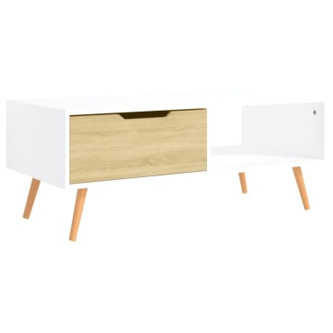 vidaXL Τραπεζάκι Σαλονιού Λευκό/Sonoma Δρυς 100x49,5x43cm Μοριοσανίδα 1 τεμ.