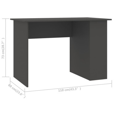 vidaXL Γραφείο Γκρι 110x60x73cm από Μοριοσανίδα 1 τεμ.