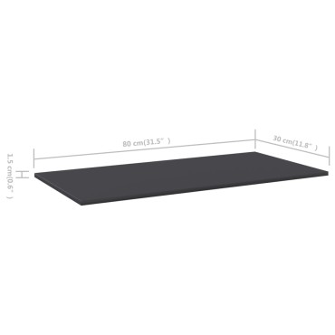 vidaXL Ράφια Βιβλιοθήκης 8 τεμ. Γκρι 80x30x1,5cm από Μοριοσανίδα