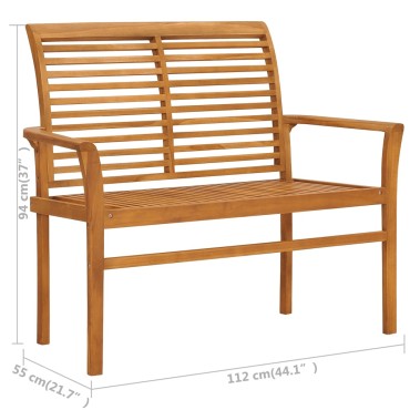 vidaXL Παγκάκι Κήπου Μασίφ Ξύλο Teak Φωτεινό Πράσινο Μαξιλάρι 112x55x94cm 1 τεμ.