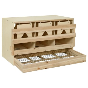 vidaXL Φωλιά για Κότες με 3 Θέσεις 96x40x45 εκ. από Μασίφ Ξύλο Πεύκου