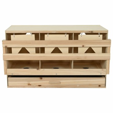vidaXL Φωλιά για Κότες με 3 Θέσεις 96x40x45 εκ. από Μασίφ Ξύλο Πεύκου