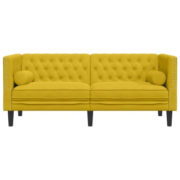 vidaXL Καναπές Chesterfield Διθέσιος με Στηρίγματα από Κίτρινο Βελούδο