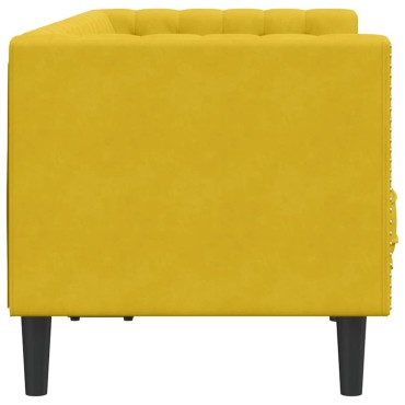 vidaXL Καναπές Chesterfield Διθέσιος με Στηρίγματα από Κίτρινο Βελούδο