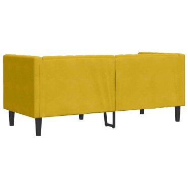 vidaXL Καναπές Chesterfield Διθέσιος με Στηρίγματα από Κίτρινο Βελούδο