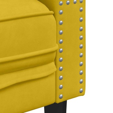 vidaXL Καναπές Chesterfield Διθέσιος με Στηρίγματα από Κίτρινο Βελούδο