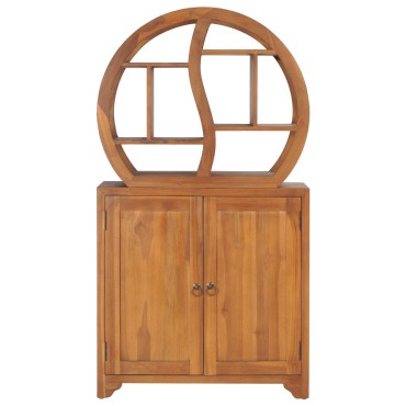 vidaXL Ντουλάπι με Ραφιέρα Σχέδιο Γιν Γιανγκ 70x30x130cm Ξύλο Teak 1 τεμ.