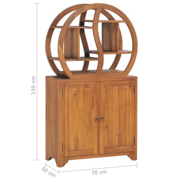 vidaXL Ντουλάπι με Ραφιέρα Σχέδιο Γιν Γιανγκ 70x30x130cm Ξύλο Teak 1 τεμ.