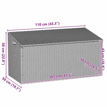 vidaXL Κουτί Αποθήκευσης Κήπου Μπεζ 110x50x58cm από Συνθετικό Ρατάν 1 τεμ.