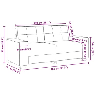 vidaXL Καναπές Διθέσιος Μπλε Βελούδο 180x77x82cm 1 τεμ.