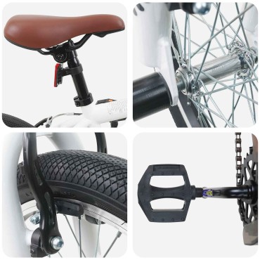 vidaXL BMX Ποδήλατο 16 ίντσες για παιδιά 5-8 ετών Λευκό