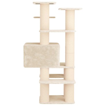 vidaXL Δέντρο γάτας με στύλους ξύρας Κρεμ 161 cm
