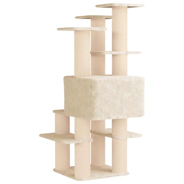 vidaXL Δέντρο γάτας με στύλους ξύρας Κρεμ 161 cm