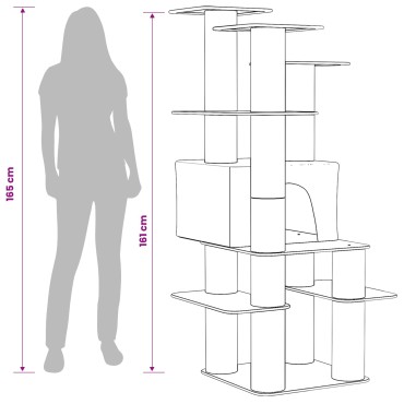 vidaXL Δέντρο γάτας με στύλους ξύρας Κρεμ 161 cm