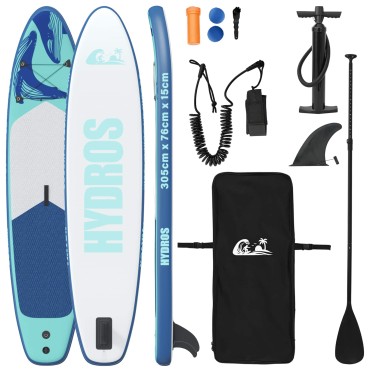 vidaXL Φουσκωτή σανίδα SUP HYDROS 305 x 76 x 15 cm Τιρκουάζ για