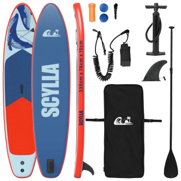 vidaXL Φουσκωτή σανίδα για paddle board SCYLLA 335 x 76 x 15 εκ. Μπλε