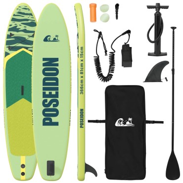 vidaXL Φουσκωτή σανίδα Στάθμευσης POSEIDON 366 x 81 x 15 εκ Πράσινο