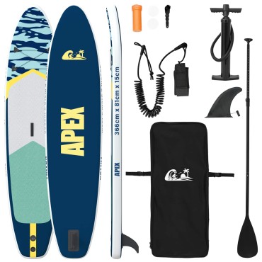 vidaXL Φουσκωτή σανίδα Stand Up Paddle APEX 366 x 81 x 15 εκ Μπλε για