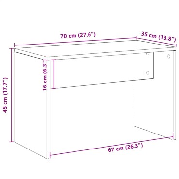 vidaXL Σκαμπό Μπουντουάρ Δρυς τεχνίτης 70x35x45cm Επεξ. Ξύλο 1 τεμ.