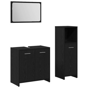 vidaXL Σετ Επίπλων Μπάνιου 3 τεμ. Μαύρη Οξυά 30x30x95cm