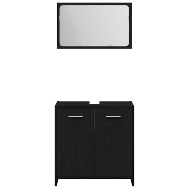 vidaXL Σετ Επίπλων Μπάνιου 3 τεμ. Μαύρη Οξυά 30x30x95cm
