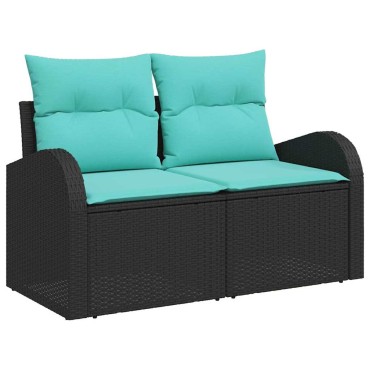 vidaXL Καναπές Κήπου Μαύρο 124x62x85cm συνθετικό ρατάν