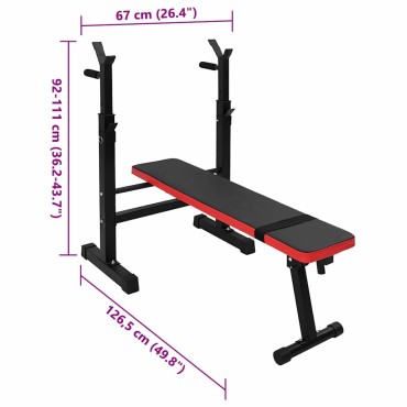 VidaXL Πάγκος Βαρών Μαύρο 126.5 x 67 x 111 εκ.