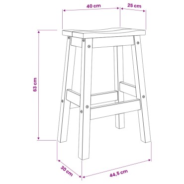 vidaXL Μπαρ σκαμπό 2 τεμ. Λευκό και Κερί Μελιού 44x30x63cm