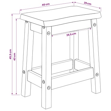 vidaXL Μπαρ σκαμπό EKAI 2 τεμ. Μαύρο 40x29x45,5 εκ