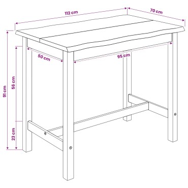 VidaXL Ψηλό Μπαρ Τραπέζι EKAI Λευκό 112x70x91cm Μασίφ Ξύλο Πεύκου 1 τεμ.