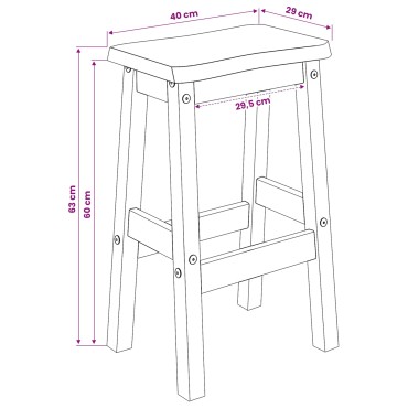 vidaXL Υψηλό Μπαρ Σκαμπό EKAI 2 τεμ. Λευκό 40x29x63cm